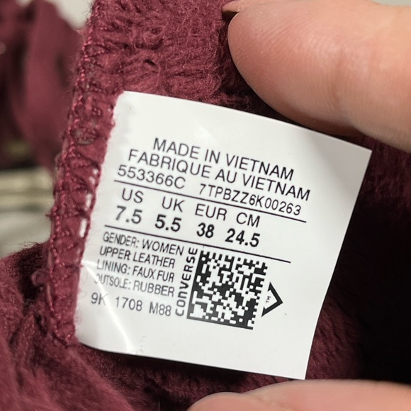 Converse Maroon Leather High Top Sneakers Women's Size 7.5) (553366C) - Picture 8 of 8